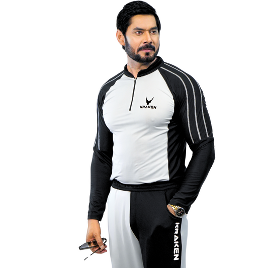 BLACK AND WHITE COLORBLOCK MEN TRACK SUIT